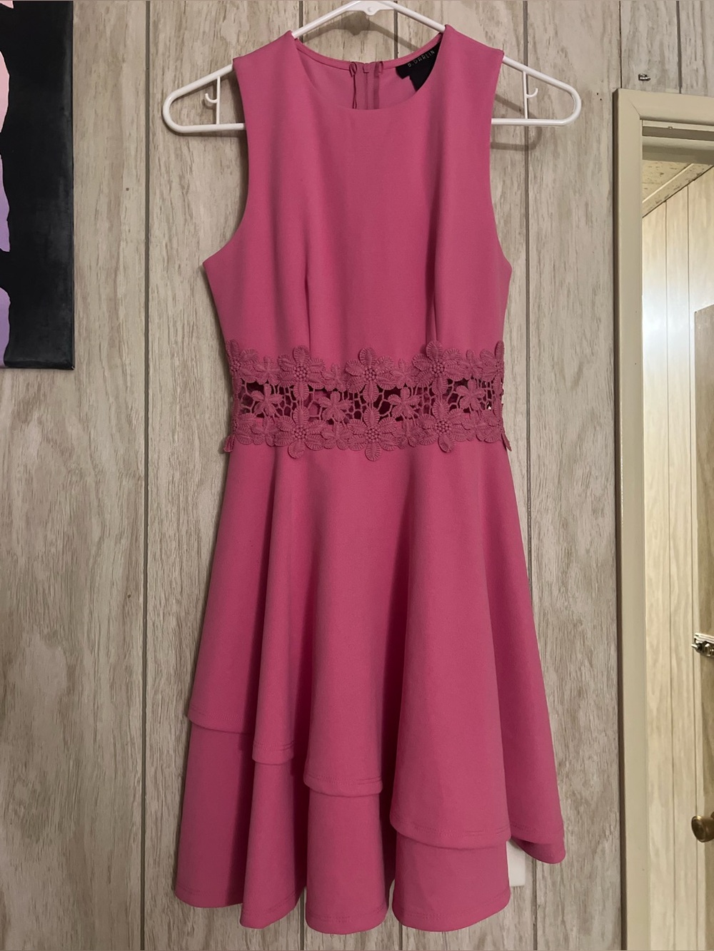 B Darlin Sleeveless Pink Lace-Waist Midi Dress